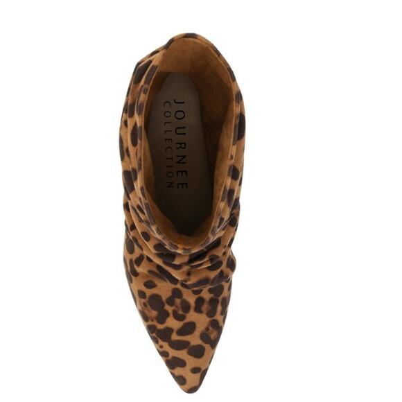 Journee Collection Women's Pointed Toe Kitten Heel Slip On Boots Leopard Size 9 - Picture 5 of 7